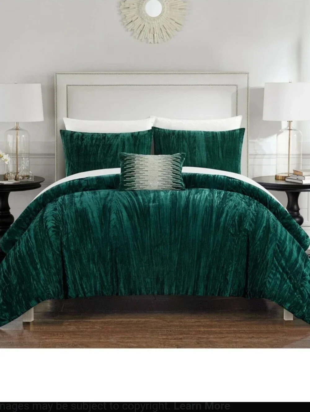 Plush Velvet Emerald Green Comforter Set